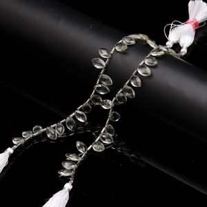 Perles d'améthyste verte facettées en forme de marquise, améthyste naturelle, perles de pierres précieuses percées sur le côté, 7x12-8x13MM, brin pour la fabrication de bijoux, 8 pouces - Product Image 6