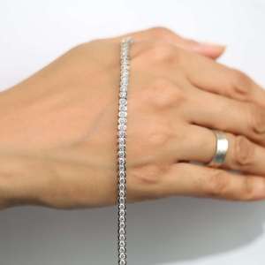 10K 14K 18K <b>Solid</b> <b>Gold</b> Stylish Semi Bezel Setting 4.70 CT Round Brilliant Cut Diamond Tennis Bracelet Color DEF Clarity VS VVS - Product Image 6