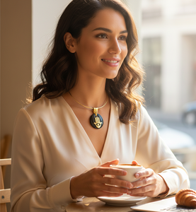 Collier pendentif main Hamsa en corne noire, fait main, religieux - Bijou amulette protectrice pour femme, idéal pour un anniversaire - Product Image 3