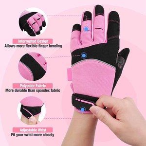 Pink Black Touchscreen <b>Gloves</b> With <b>Led</b> Lights Elastic Wristband Anti Slip Textured Fingertips General Purpose Mechanic <b>Gloves</b> - Product Image 6