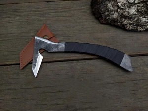 Forged Steel Tomahawk <b>Axe</b> With Rubber <b>Handle</b> Survival Hatchet Custom Damascus Blade Design - Product Image 4