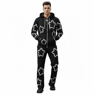 Conjuntos de Sudadera y Pantalones Deportivos con Efecto Desgastado, Sudaderas con Cierre y Capucha, Conjuntos Deportivos 100% Algodón - Product Image 2