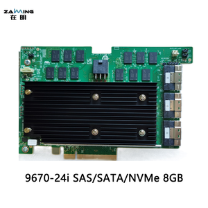 9670-24i Contrôleur <span class=keywords><strong>RAID</strong></span> Tri-Mode 8 Go de Cache PCIe4.0 X16 12 Gb/s SAS SATA NVMe Adaptateur de Stockage 24 Ports pour Serveur d'Entreprise - Product Image 1