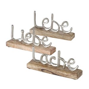 Nuevo Letrero Decorativo de Mesa con Base de Madera Lebe Liebe Lache, Letras de Aluminio, Decoración Inspiradora y Motivacional para el Hogar, Oficina, Sala de Estar - Product Image 1