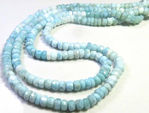 Perles de pierres précieuses en larimar bleu naturel, facettées, en forme de rondelle, 6 mm, 16 pouces, 3 brins, fabrication de bijoux DIY - Product Image 2