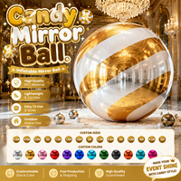 Boule miroir gonflable géante brillante surdimensionnée, sphère géante en forme de bonbon, globe pour événements et fêtes de Noël, accessoire de décoration de luxe, boule gonflable