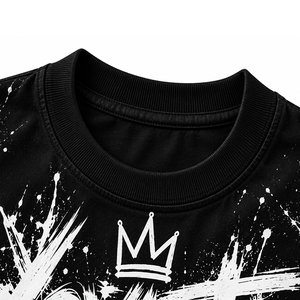 เสื้อยืดโอเวอร์ไซส์สีดำลาย Loyalty แบบยูนิเซ็กส์ สตรีทแวร์ สีขาวสไตล์วินเทจลำลอง แขนสั้น ผ้าฝ้าย 100% ระบายอากาศได้ดี ไซส์พลัส - Product Image 4
