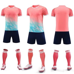 Conjunto de Uniforme de Fútbol para Hombre, Color Azul Coral, Sublimado, Poliéster Transpirable, Pantalones Cortos, Calcetines, Ropa Deportiva para Adultos - Product Image 1