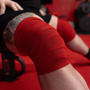 Vendas al por mayor de vendas para rodillas con triple costura, tela de resistencia industrial, logotipo personalizado, suministros para entrenamiento de fuerza - Product Image 2