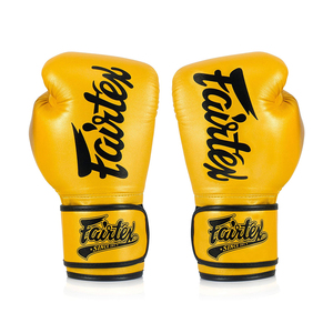 Professional Pro Fighting Fairtex Yellow Sparring Boxing Gloves Genuine Cowhide Leather Breathable Adjustable Wrist <b>Strap</b> Boxing - Product Image 3