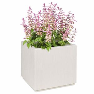 Boîte à fleurs en plastique blanc 14,17 x 14,17 x 13,78 pouces pour plantes et jardinières - Product Image 2