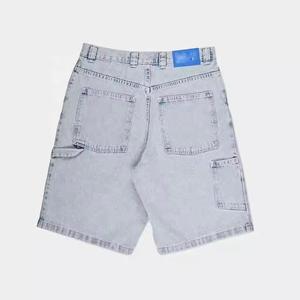 <b>Men's</b> Light Blue Washed Denim Bermuda <b>Shorts</b> With Character <b>Patch</b> Casual Mid Waist Button Fly Cotton Canvas Style - Product Image 2