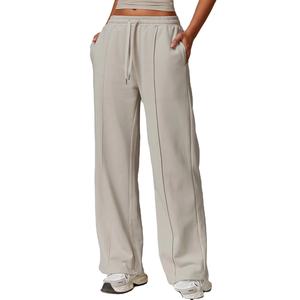 Pantalon de survêtement décontracté pour femme, taille haute, coupe droite, jambe large évasée, séchage rapide, avec cordon de serrage, style streetwear, printemps - Product Image 3