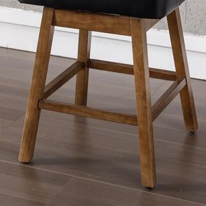 Set di 2 Sgabelli da Bar Alti con Rotazione a 360 Gradi, Seduta in PU e Struttura in Legno per Cucina e Sala da Pranzo - Product Image 6