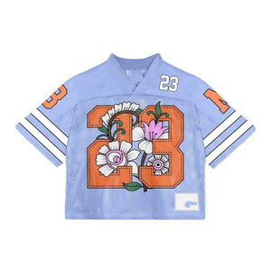 Maillot de football américain personnalisé unisexe à col en V, manches courtes, en mesh respirant, imprimé par sublimation, uniforme d'équipe - Product Image 4