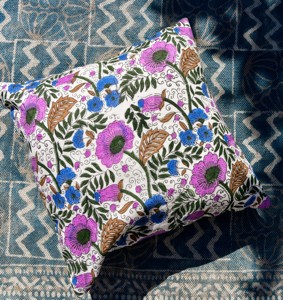 Pure Indian Cotton Eco-Friendly Hand Block Printed Embroidered Animal Dot Customizable Square Bohemian Style <b>Cushion</b> Cover 16x16 - Product Image 1