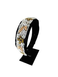 Élégant accessoire de mode artisanal haut de gamme en perles florales et cristaux, large, personnalisable, confortable et léger, avec perles. - Product Image 2