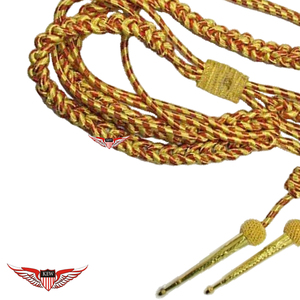 Aiguillette Trenzada Dorada Roja con Etiquetas Doradas, Aiguillette General con Punta Metálica - Product Image 3