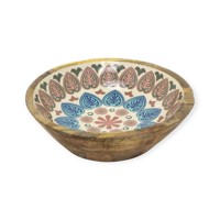 Bol à salade en bois artisanal moderne avec intérieur émaillé en feuille d'olivier et ustensiles assortis