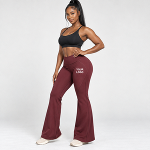 Ribbed Flare <b>Leggings</b> Ribbed <b>Texture</b> Yoga Trousers Daily Fitness Factory Direct Fitness Clothing Manufacturer Yoga Fitness Wear - Product Image 6