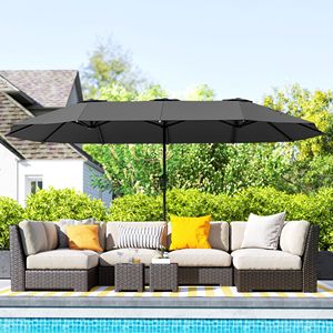 Extra Large 13 piedi. Ombrellone a braccio con manovella facile, raggio 3m, UPF30+, grigio scuro, per uso esterno e spiaggia - Product Image 2