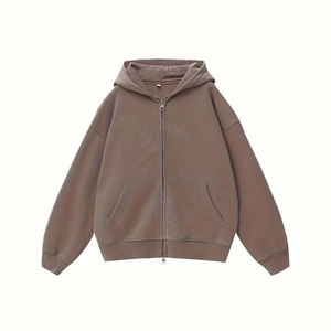 Mens Brown Oversized <b>Zip</b> Up Hoodie Full <b>Zip</b> <b>Hooded</b> Sweatshirt Casual Streetwear Heavyweight <b>Hooded</b> Jacket - Product Image 1
