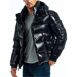 Pakistan Manufacture Men's Coated Stand Collar Puffer <b>Jacket</b> Winter Resistant Packable Lightweight Hood Custom Plus Size - Product Image 3