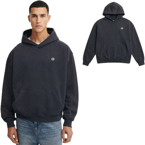 Heavyweight Cotton <b>Fleece</b> Men Hoodies Oversized Washed <b>Black</b> Streetwear Pullover Custom Logo Hoodie Low MOQ Wholesale OEM - Product Image 1