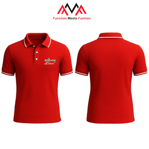 เสื้อโปโลสีแดงสำหรับผู้ชาย FMF |   ปกเสื้อแบบตัดกัน |   ผ้าถักโพลีเอสเตอร์ 100% |   นุ่มและทนทาน |   ผลิตในเวียดนาม - Product Image 1