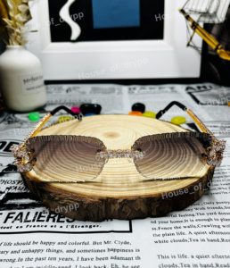 Iced Out Gradient Moissanite Diamond Glasses Rimless Photochoromic Eyewear <b>Sunglasses</b> For Men Women Party Wear - Product Image 1