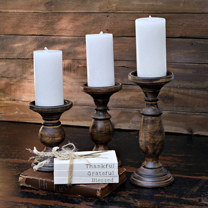Juego de 3 Portavelas Decorativos de Madera Estilo Rústico H-127, Personalizados, para Mesa de Comedor - Product Image 4