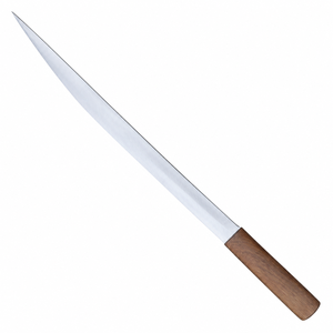Couteau à fileter à lame longue et étroite en argent avec manche en bois brun, pointe aiguisée pour le filetage du poisson, la découpe de la viande, utilisation en cuisine - Product Image 6