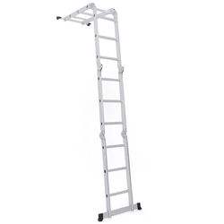 12.5FT EN131 <b>Aluminum</b> Folding <b>Scaffold</b> Ladder Multi-Purpose Step Product - Product Image 1