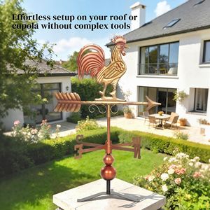 Giravento in Metallo a Forma di Gallo per Esterni, Indicatore di Direzione del Vento, Piastra Decorativa da Tetto per Giraventi - Product Image 6