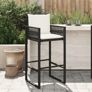 Taburete de bar para jardín en negro y blanco crema - Product Image 1