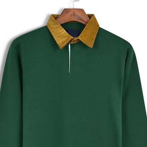 Polo de rugby surdimensionné pour homme, 350 GSM, poids lourd, 100% coton, streetwear, logo brodé - Product Image 2