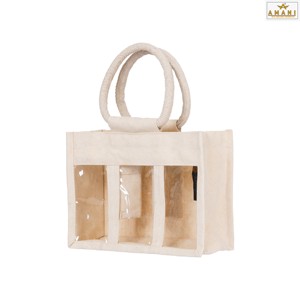 Sac à main en toile de coton durable avec plusieurs compartiments et fenêtre en PVC, sac de rangement coloré - Product Image 5