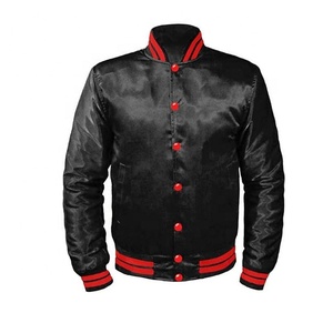 Veste de Baseball en Satin Personnalisé Dernière Conception Style Universitaire Américain Printemps Hiver Couleur Unie Street Wear Veste - Product Image 1