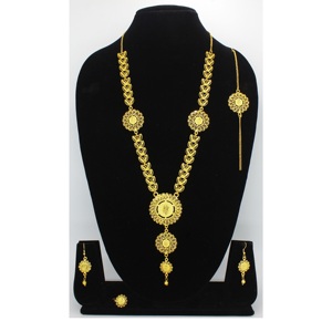 สร้อยคอพร้อมต่างหูชุดเครื่องประดับทองเหลืองแท้ UAE ดูไบสร้อยคอดีไซน์เครื่องประดับชุดกุหลาบ - Product Image 4