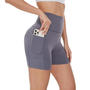 OEM Summer Breathable Lining Running Gym Drawstring <b>Elastic</b> <b>Waist</b> Shorts Women With Pocket - Product Image 1