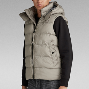 Quilted Woolen Puffer Vest Men's Casual Sleeveless Jacket Lightweight <b>Padded</b> Breathable Stand Collar Windproof Warm Outerwear - Product Image 4