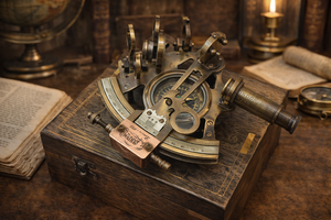 Sextante Náutico de Latón |   Herramienta de Navegación Marina de Metal Pulido con Relieve de Imitación Antigua |   Decoración de Estilo Herencia Personalizada - Product Image 2