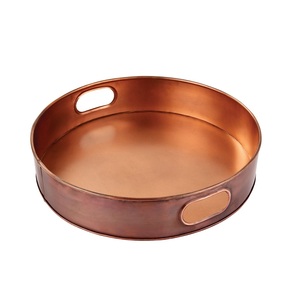 Premium Hammered Copper Serving <b>Tray</b> Piece Round Nesting Metal Platters Decorative Hand Finished Copper <b>Trays</b> for <b>Tea</b> or Coffee - Product Image 3