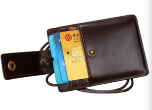 Portefeuille porte-cartes homme de haute qualité en cuir véritable Crazy Horse personnalisé avec sangle, mini, intelligent, fin, anti-RFID, ouverture courte - Product Image 4