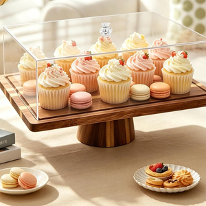 Acacia Wood <b>Cake</b> <b>Stand</b> <b>with</b> <b>Lid</b> Bakery Display Tray <b>with</b> <b>Stand</b> for Parties & Kitchen from Vietnam Manufacturers - Product Image 3