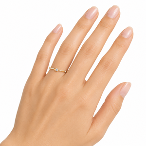 Bague Solitaire Minimaliste en Diamant Rond de Laboratoire, Or Massif 9K 10K 14K 18K, Bague Délicate à Sept Pierres - Product Image 6