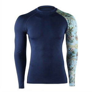 Camiseta de Manga Larga para Hombre, Protección UV, Impresión Digital Blanca, Tejido Transpirable de Spandex/Poliéster - Product Image 2