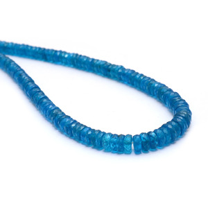 AAA+ Apatite 4mm-6mm Faceted Heishi <b>Spacer</b> Bead Natural Neon Blue Apatite Semiprecious Gemstone Wheel Rondelle Beads For Jewelry - Product Image 1