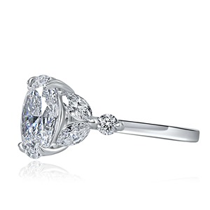 Bague en diamant de laboratoire de 2,50 carats, taille ovale, clarté VS1, couleur F, certifiée IGI, or blanc 18 carats, style vintage, pour femme - Product Image 3
