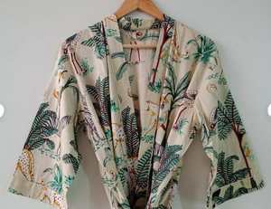 Robe kimono en coton à imprimé animal, style bohème, pour la plage, tenue décontractée pour les vacances, pour femmes - Product Image 5